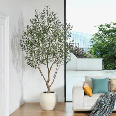 Alvina 8ft Artificial Olive Tree with 18in White Planter, Tall Faux Olive Trees for Indoor | Wayfair North America