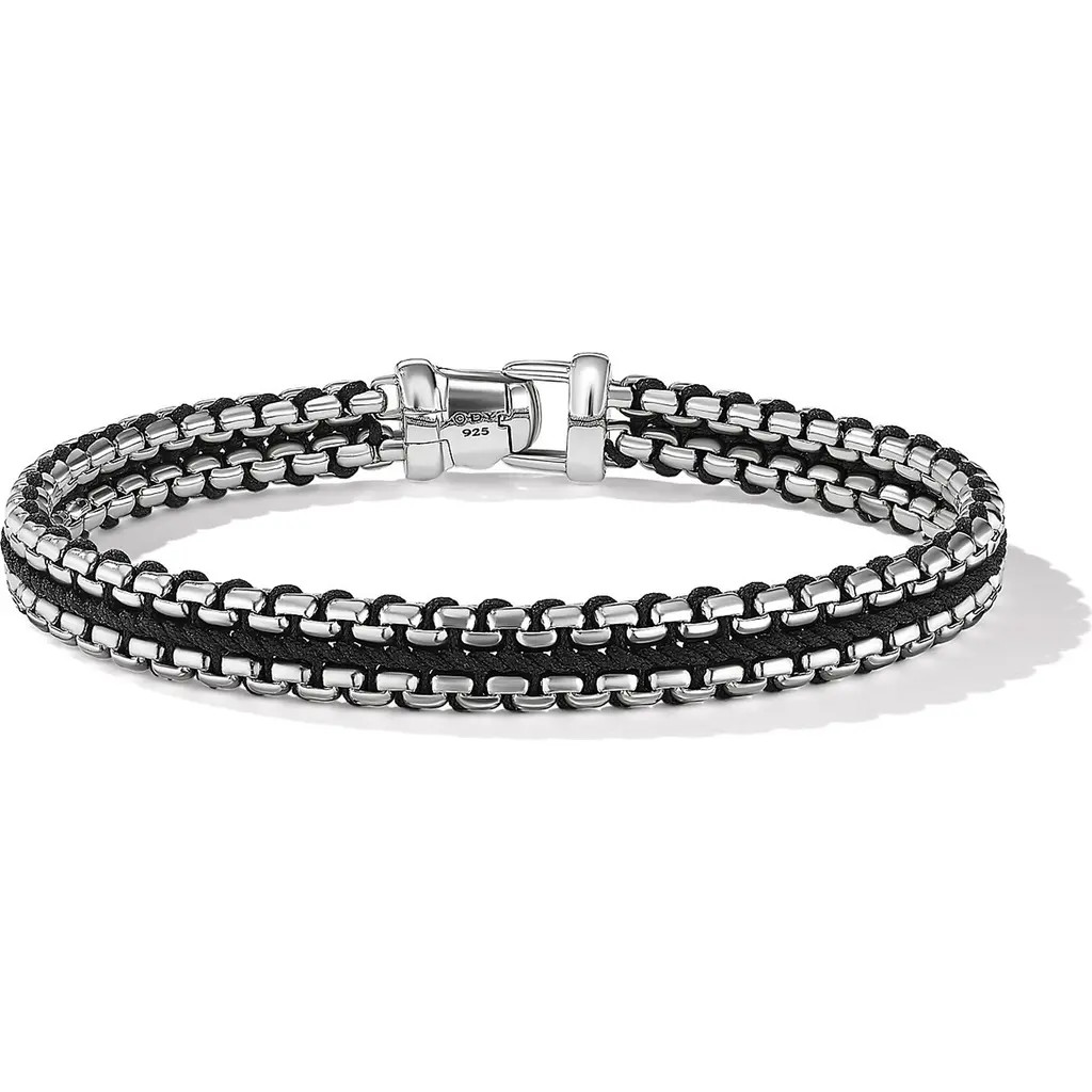 Men's Woven Box Chain Bracelet in Sterling Silver with Nylon, 10mm | Nordstrom