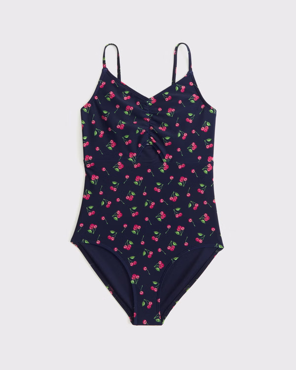 triangle cinched cutout one-piece swimsuit | Abercrombie & Fitch (US)