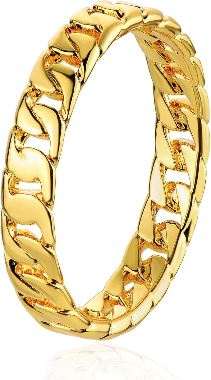 MTMY 14K Gold Plated Rings for Women Dainty Stacking Ring Statement Ring Eternity Bands Jewelry G... | Amazon (US)