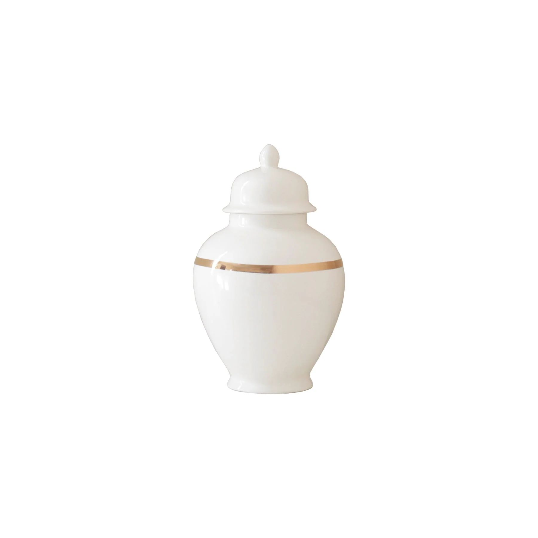 White Color Block Ginger Jar with Gold Accent | Ruby Clay Company