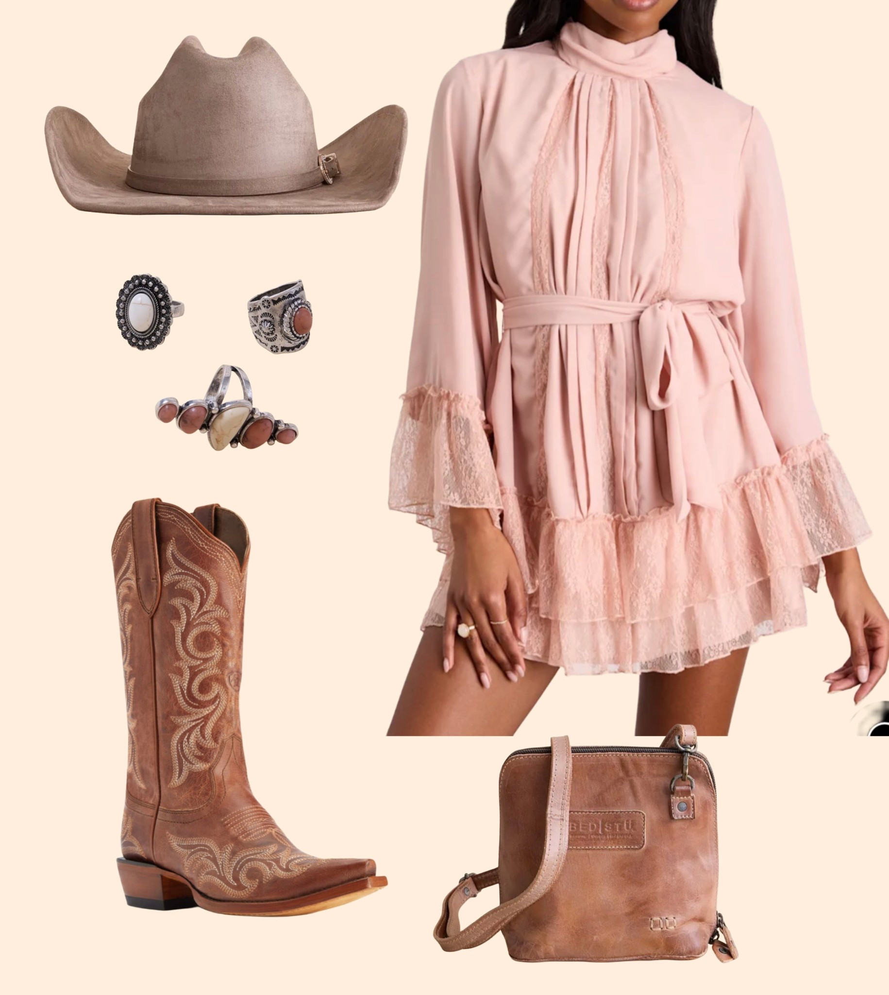The perfect mixture of bohemian and western! The blush color & lace in this dress is beautiful! Could also change the material belt to an actual leather one!

#LTKSaleAlert #LTKSeasonal #LTKootd