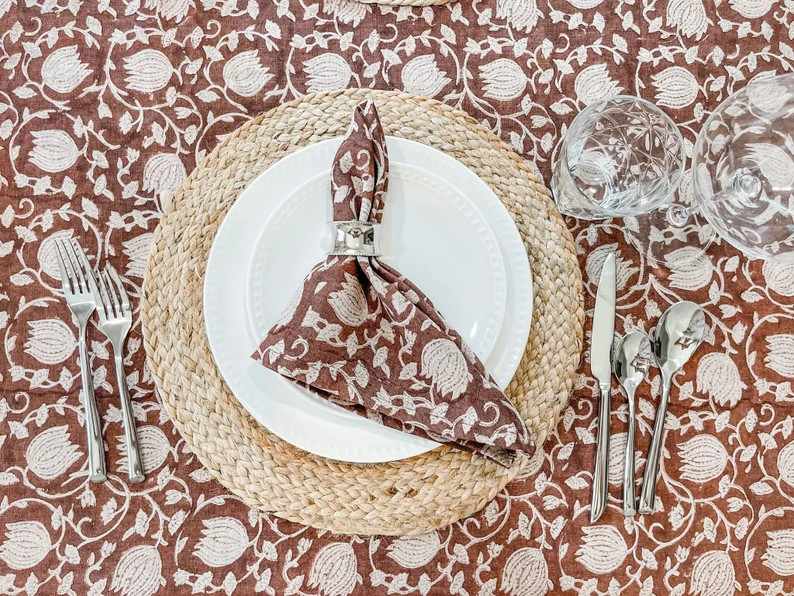 100% Linen Floral Napkins, Linen Napkins, Napkins for Dining Table, Wedding Napkins, Cloth Napkin... | Etsy (US)