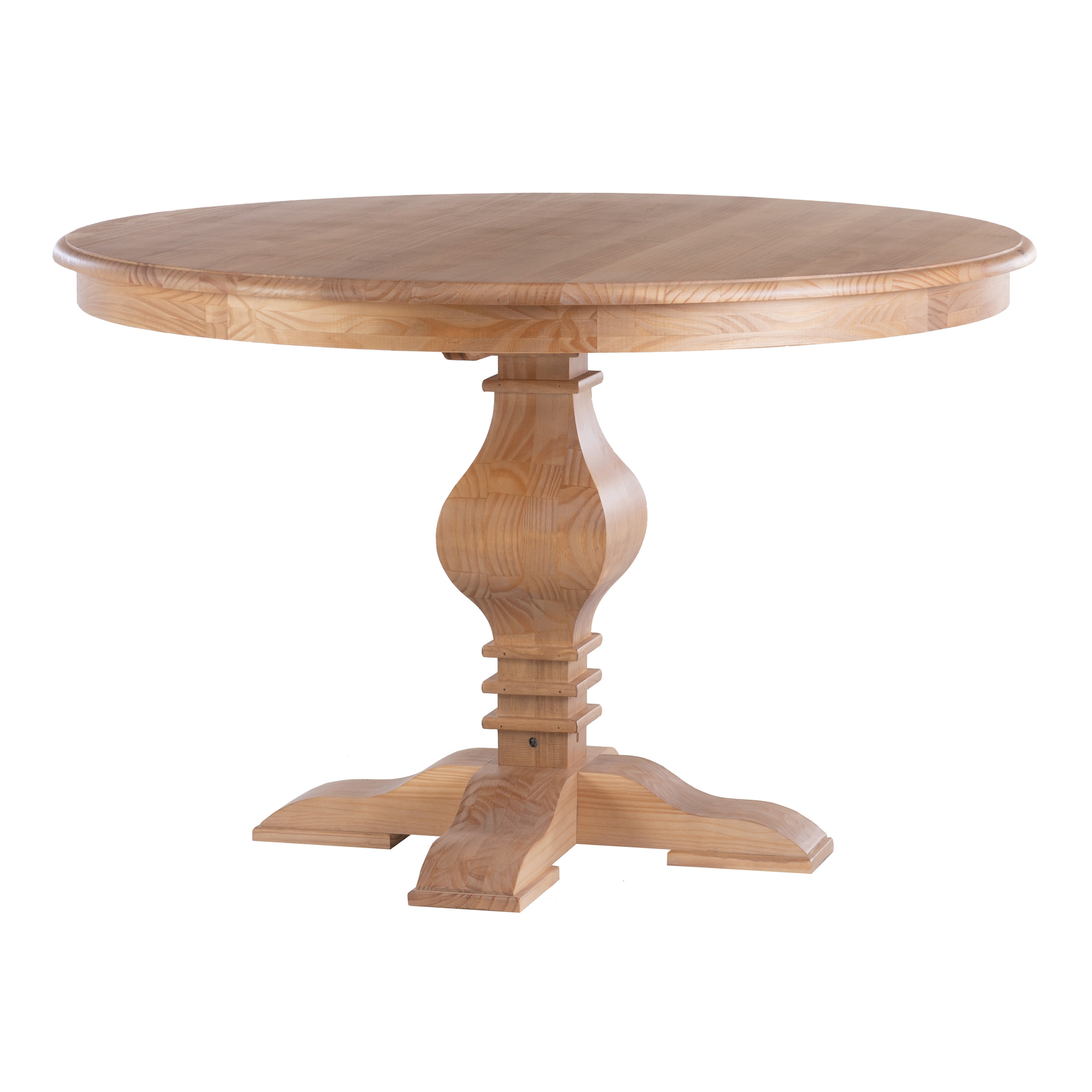Lawrence Round Natural Pine Pedestal Farmhouse Dining Table | World Market