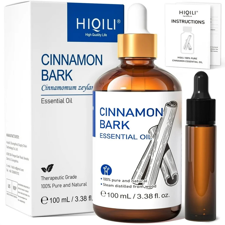 HIQILI Cinnamon Bark Essential Oil, 100% Pure for Diffuser, Massage, Spary, Garden, Kitchen-100mL | Walmart (US)