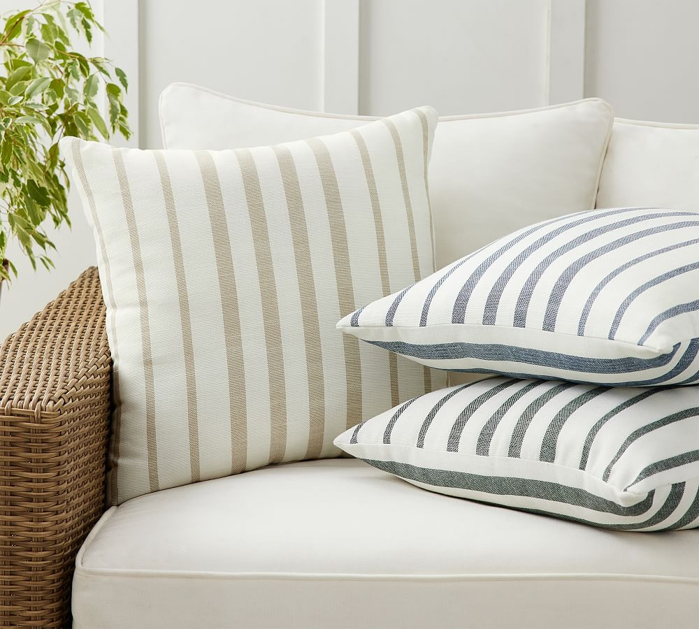 Leandra Striped Reversible Outdoor Throw Pillow | Pottery Barn (US)