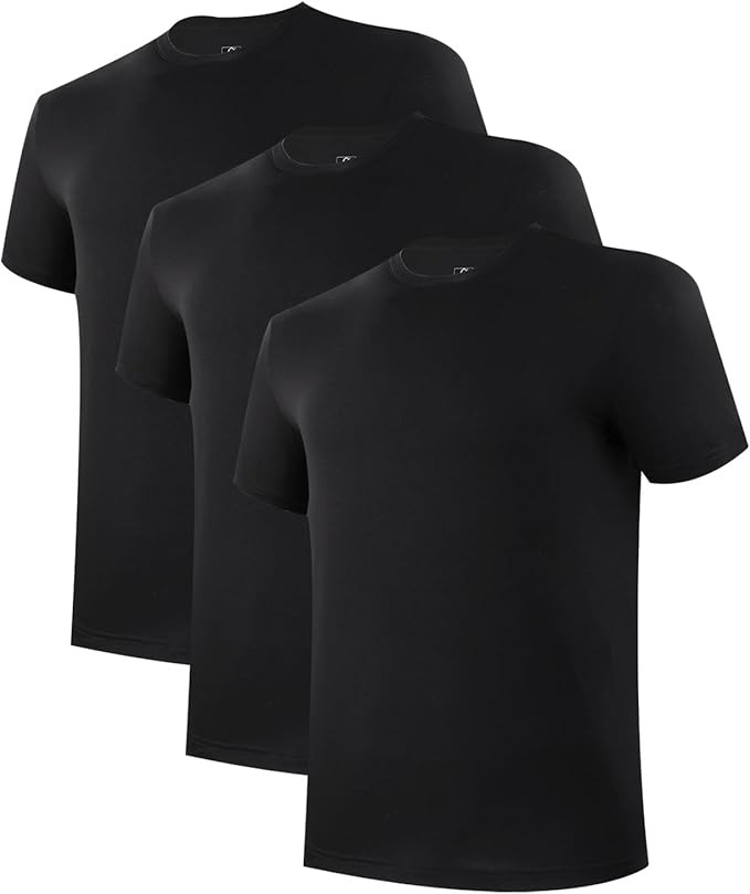 BAMBOO COOL Men's Undershirt Moisture-Wicking T-Shirts Stretch Crewneck Soft Tees for Men,3 Pack | Amazon (US)