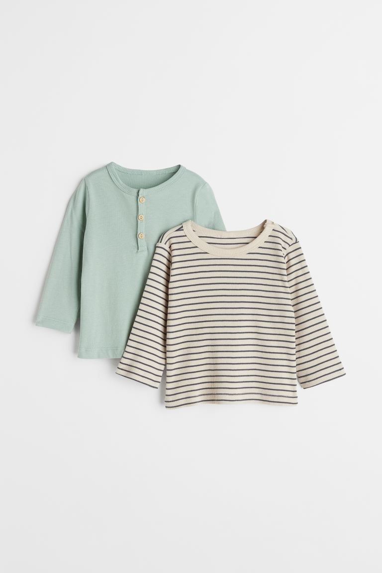 2-pack cotton jersey tops | H&M (UK, MY, IN, SG, PH, TW, HK)
