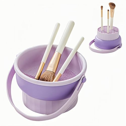 3 in 1 Silicone Makeup Brush Cleaner Bowl, Make up Brush Cleaner Mat with Makeup Brush Drying Holder and Comestic Brush Organizer, Paint Brush Cleaner | Amazon (US)