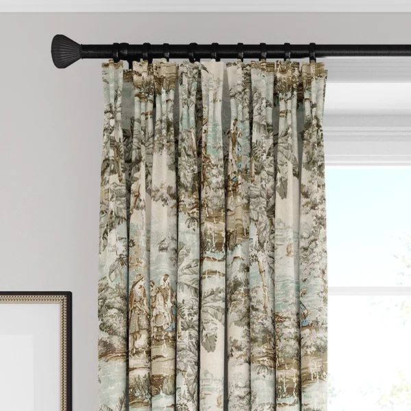 French Countryside Linen Blend Toile Room Darkening Pinch Pleat Curtain Panel | Wayfair North America