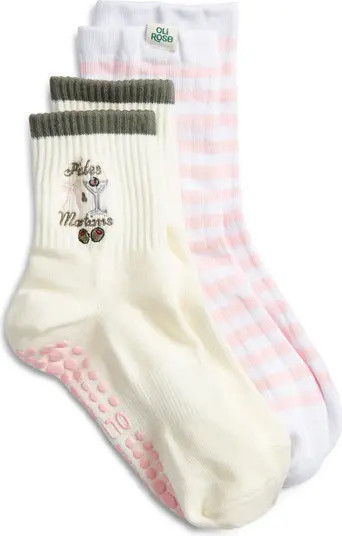 Oli Rose Assorted 2-Pack Cotton Blend Gripper Quarter Socks | Nordstrom | Nordstrom