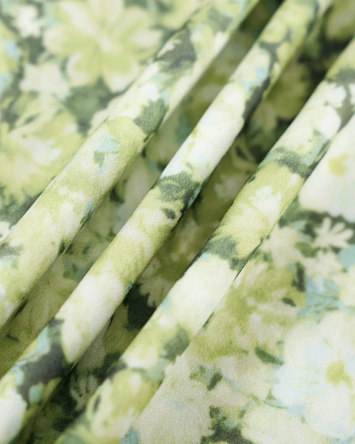 The Green Ruched Floral Sling Midi Dress | rihoas.com