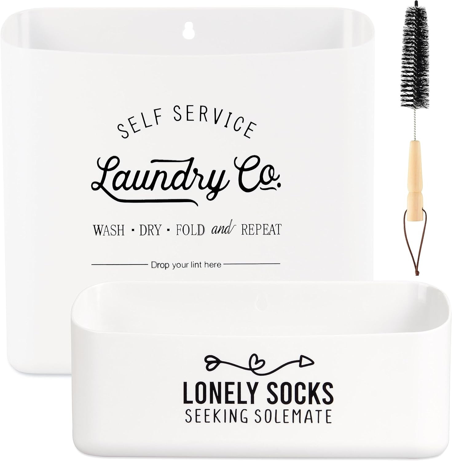 MONJITA Magnetic Lint Bin for Laundry Room Set, Large & Small Lint Trash Can with brush, Farmhous... | Amazon (US)