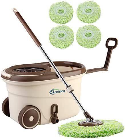 oshang EasyWring Spin Mop and Bucket - Hand-Free Wringing Floor Cleaning Mop - 4 Washable & Reusa... | Amazon (US)