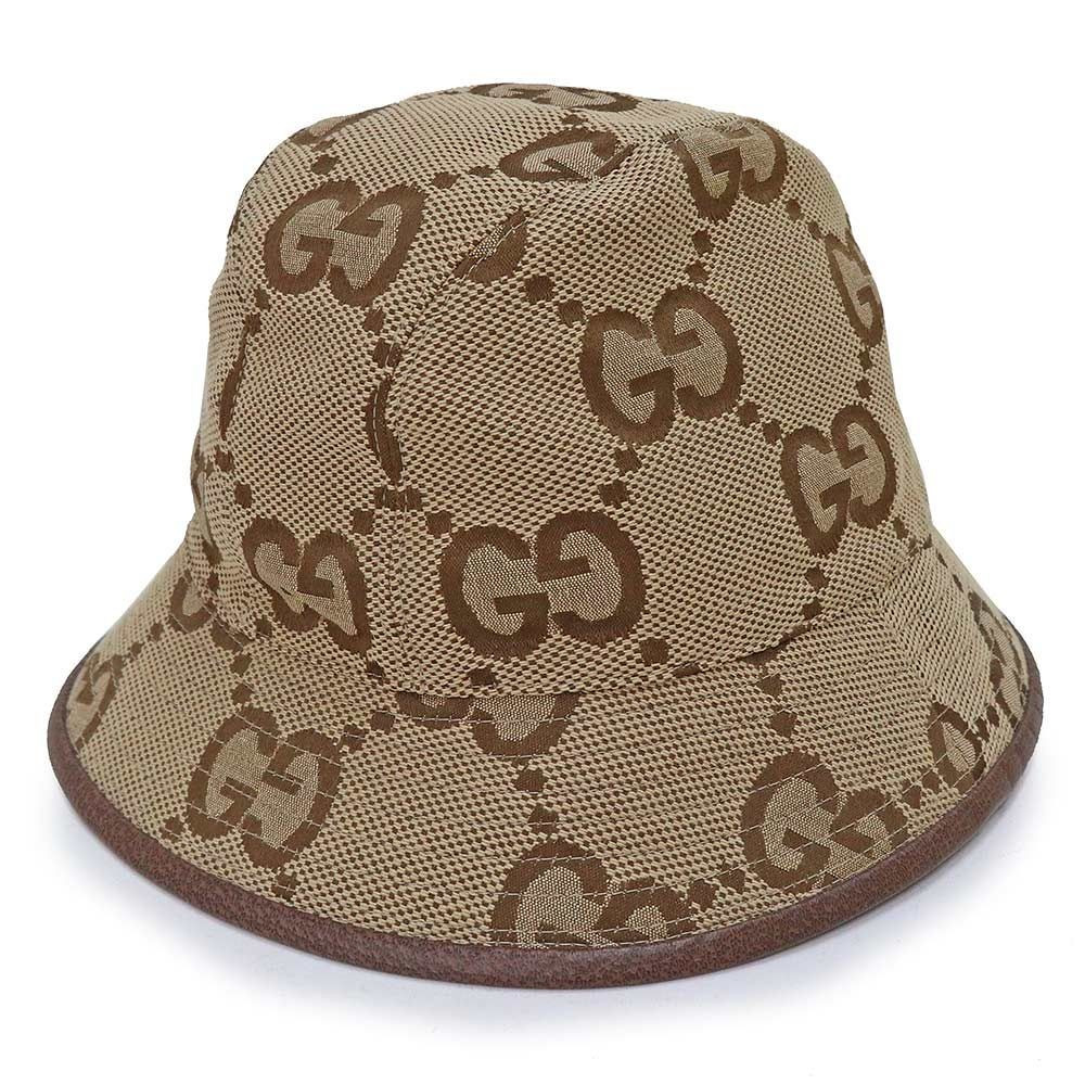 Gucci Jumbo GG Bucket Hat L #58cm Canvas Cotton Polyester Camel Ebony | eBay | eBay US