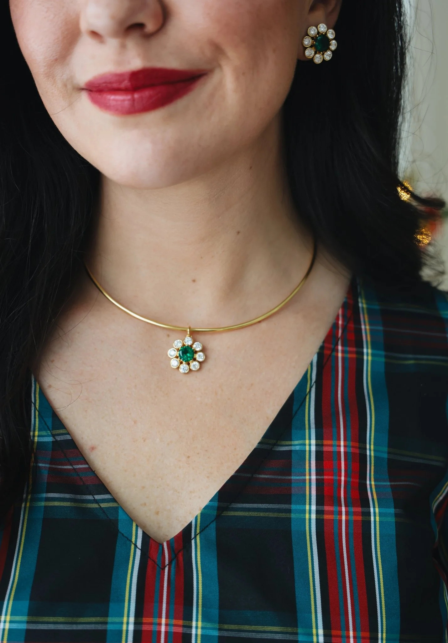 Kelly- Emerald Collar Necklace- 18k Gold Plated - Belle of the Ball Collection | Lisi Lerch Inc