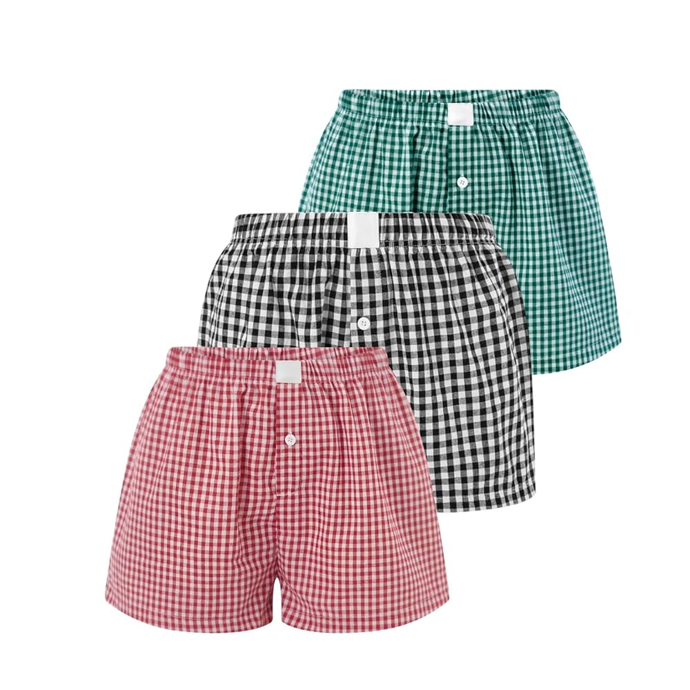 Womens Y2k Plaid Shorts Women Cute Lounge Pajama Sleep Comfy & Casual Gingham PJ Boxer Shorts | Amazon (US)