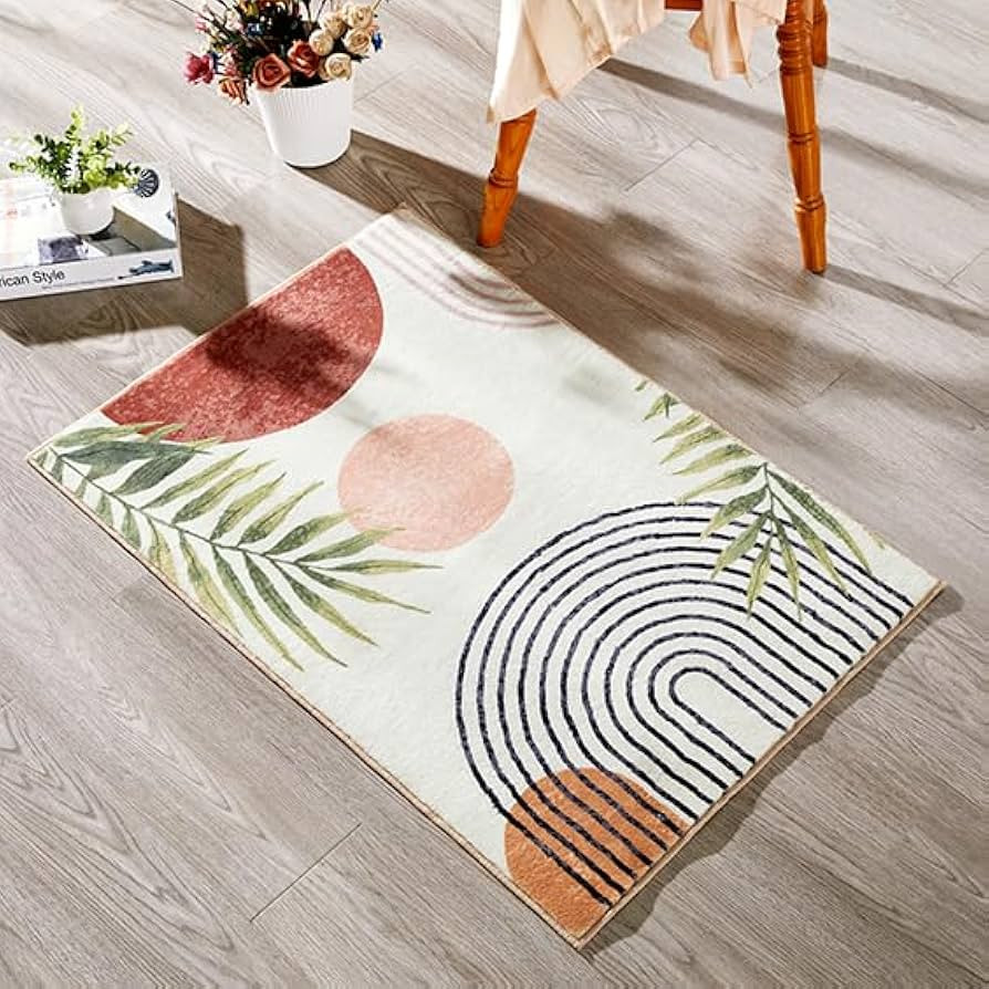 RoomTalks Boho Cute Bathroom Rugs Bath Mat Non Slip Washable, Modern Abstract Geometric Shape wit... | Amazon (US)