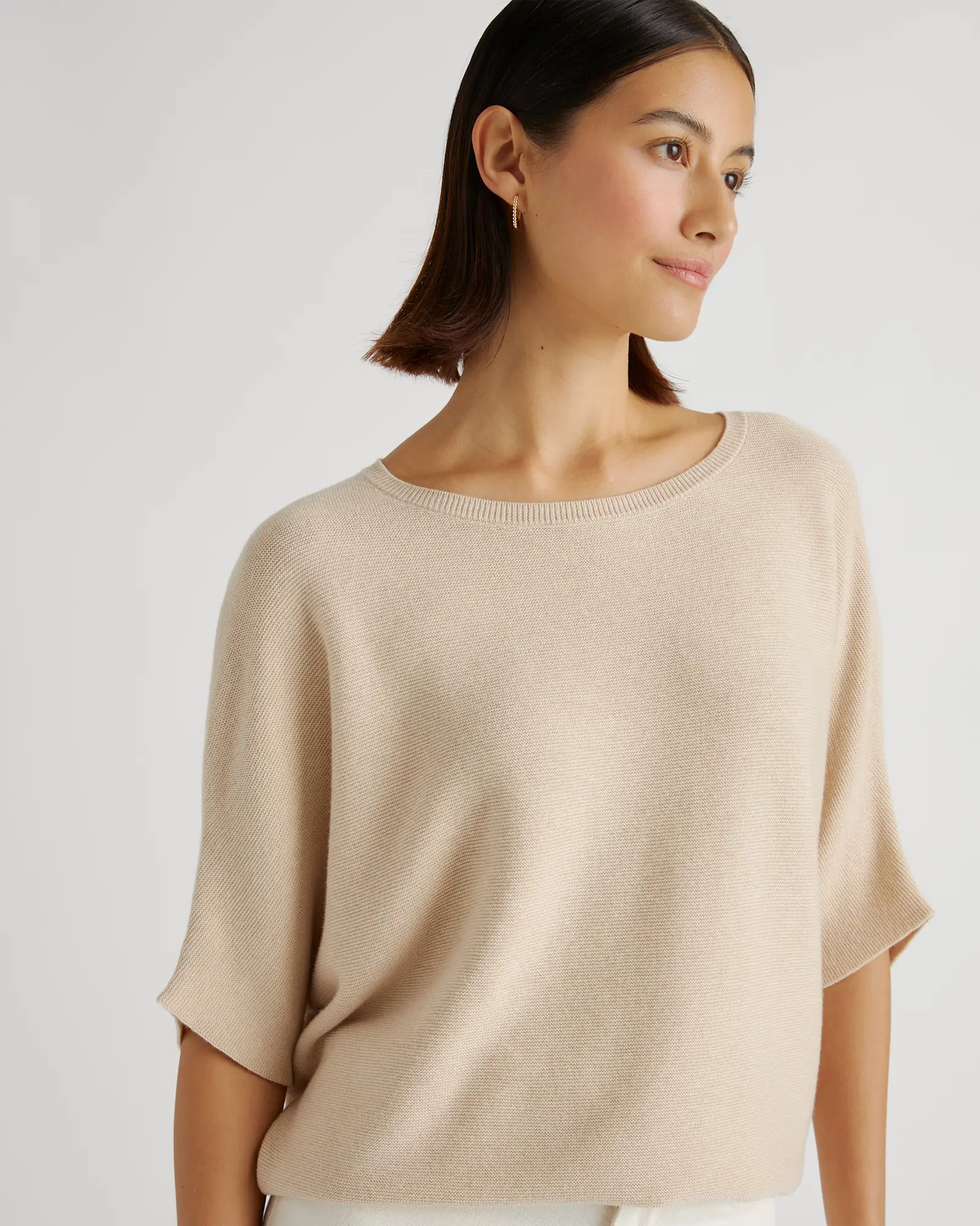 Lightweight Cotton Cashmere Link-Stitch Dolman Sweater | Quince