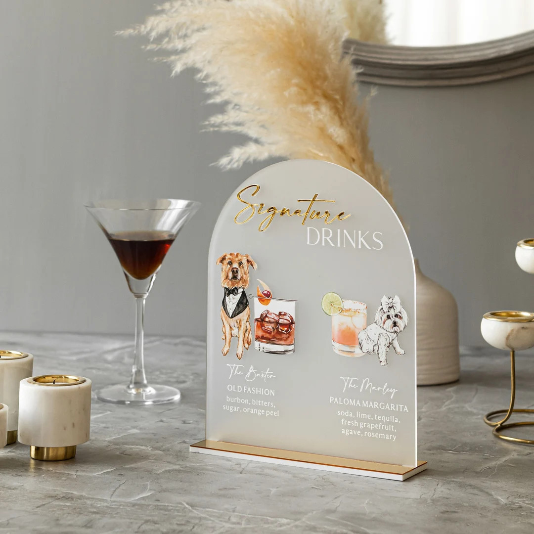 Signature Drinks Sign, Pet Signature Drink Sign, Signature Drinks Dog Sign, Wedding Bar Sign Dog,... | Etsy (US)