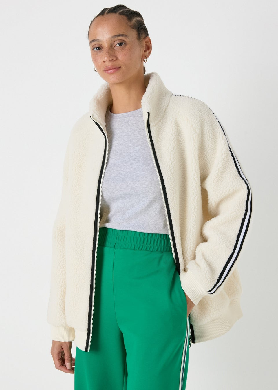 Cream Borg Jacket | Matalan (UK)