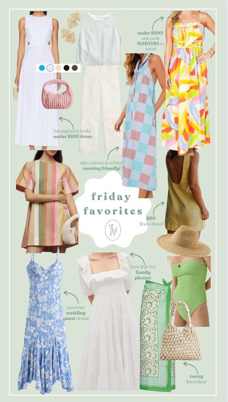 Friday favorites! 🤍 

Vacation look, under $100 honeymoon dress, easy dresses, family photos, wedding guest, and more! 

#LTKSeasonal #LTKFindsUnder50 #LTKFindsUnder100