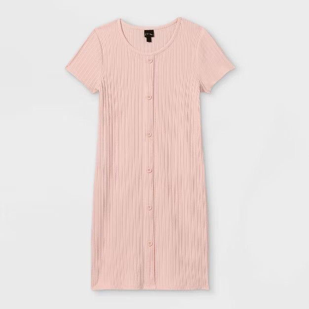 Girls' Button-Front Short Sleeve Dress - art class™ | Target