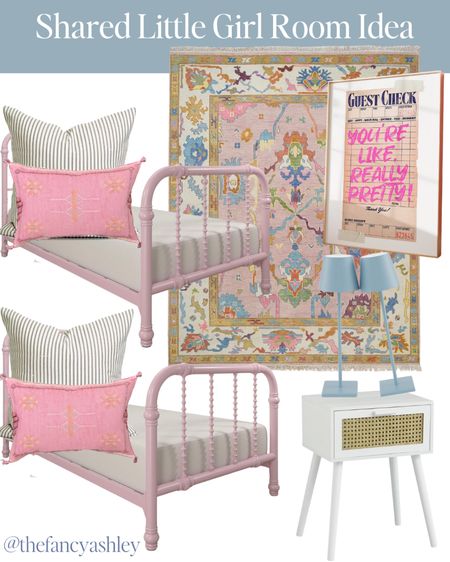 Shared little girl room idea. Loving these pink beds and the rug that adds pops of color!

#LTKkids #LTKstyletip #LTKhome