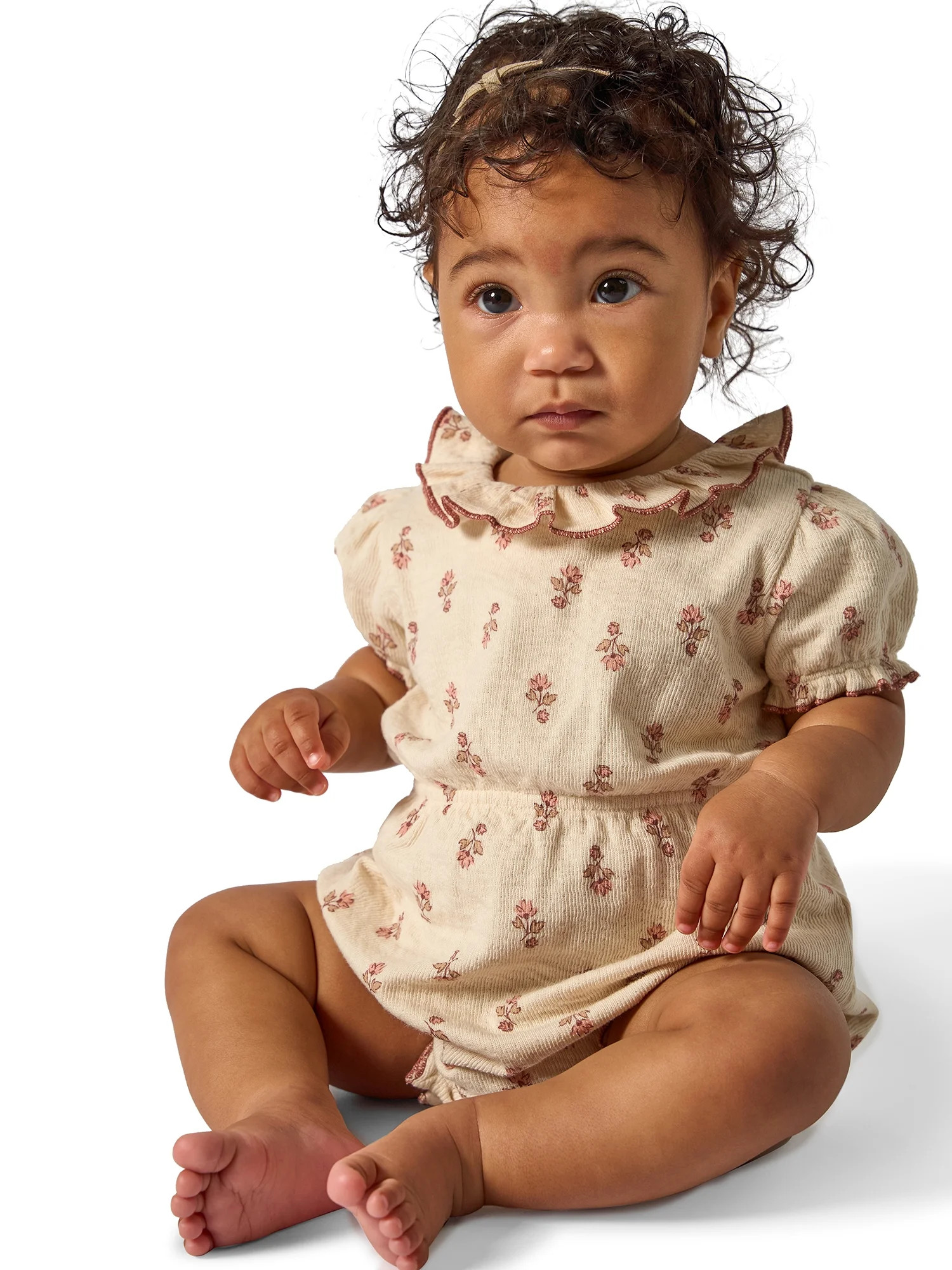 Modern Moments by Gerber Baby Girl Ruffled Bubble Romper, Sizes 0/3 Months - 24 Months | Walmart (US)