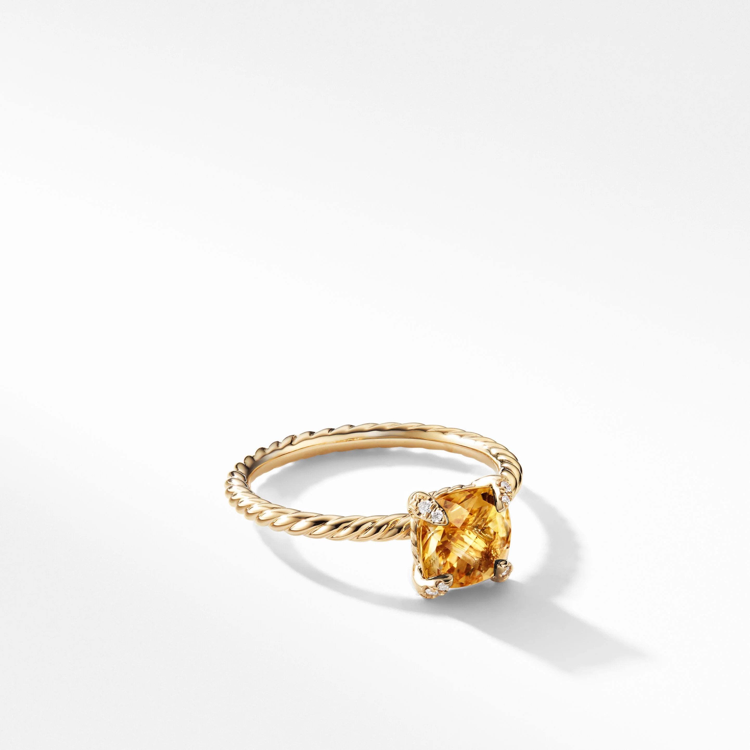 Chatelaine® Ring in 18K Yellow Gold with Citrine and Pavé Diamonds | David Yurman