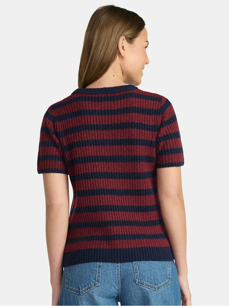 Time and Tru Women's Sweater Tee with Short Sleeves, Sizes XS-XXXL | Walmart (US)