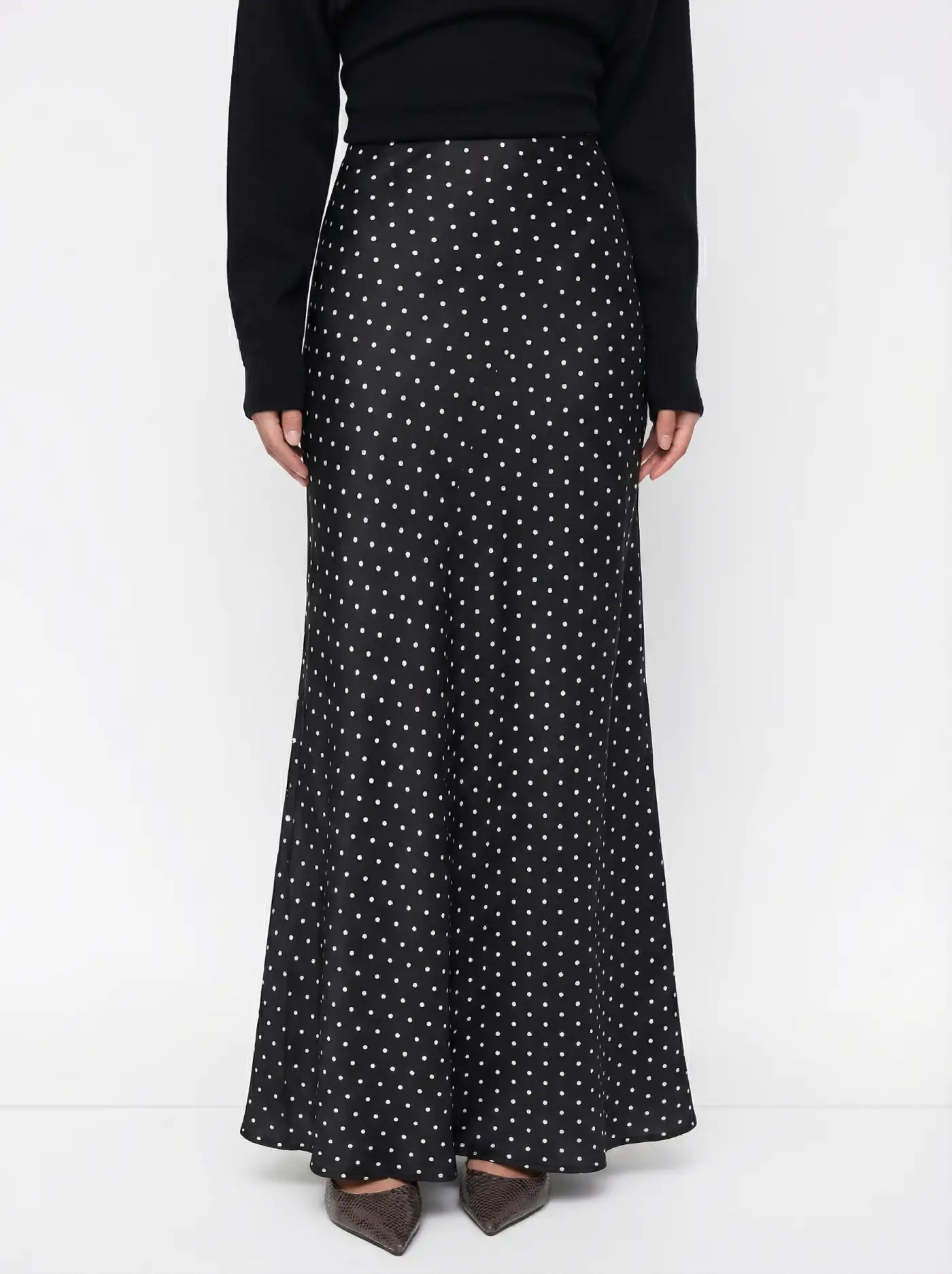 Satin Mid Rise Ruffle Maxi Skirt | Cider