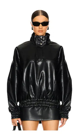 Mia Faux Leather Pullover in Black | Revolve Clothing (Global)