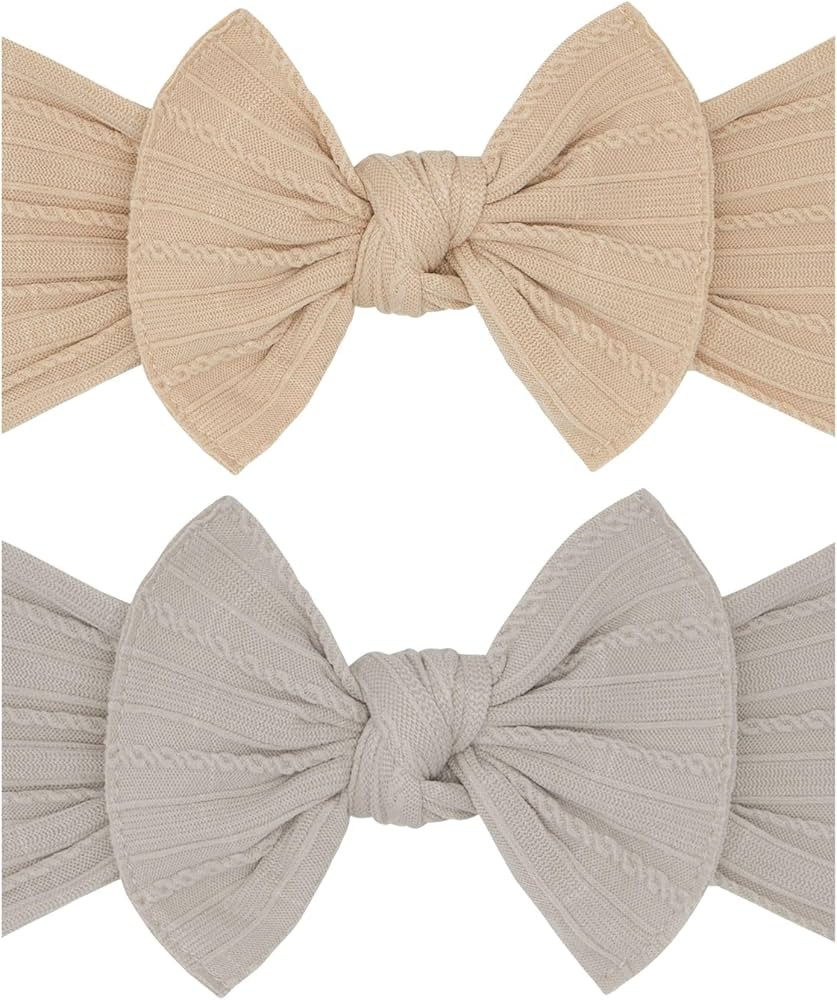 Baby Bling Bows - Newborn to Little Baby Girl Bows, 2 Pack Nylon Super Soft Stretchy Knot Toddler... | Amazon (US)