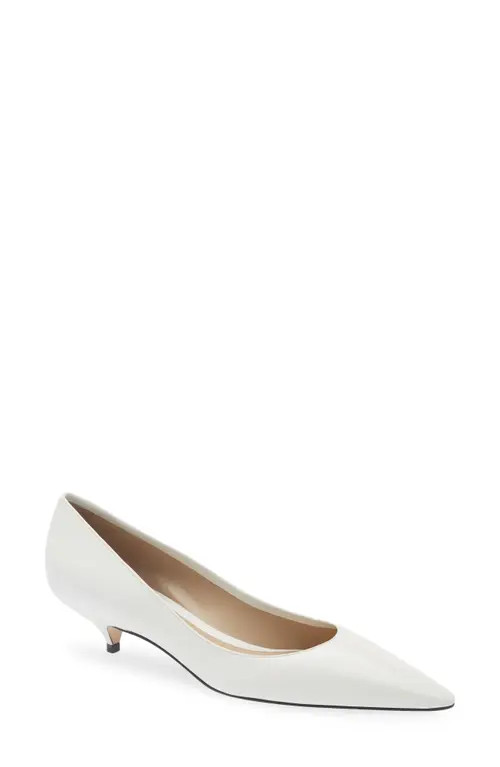 The Row Liiisa Two Pointed Toe Kitten Heel Pump in Optic White at Nordstrom, Size 40 | Nordstrom
