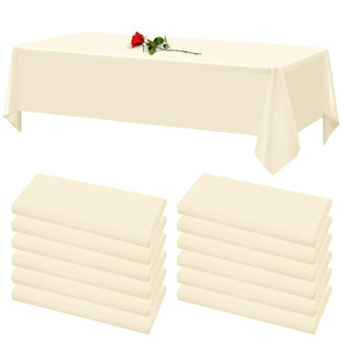 12 Pack Beige Tablecloths for Rectangle Tables Stain and Wrinkle Resistant Washable Polyester Tablecloth 60 x 102 Inch Table Cloth Rectangle Table 6 Foot Rectangle Table Cloth for Wedding Party | Amazon (US)