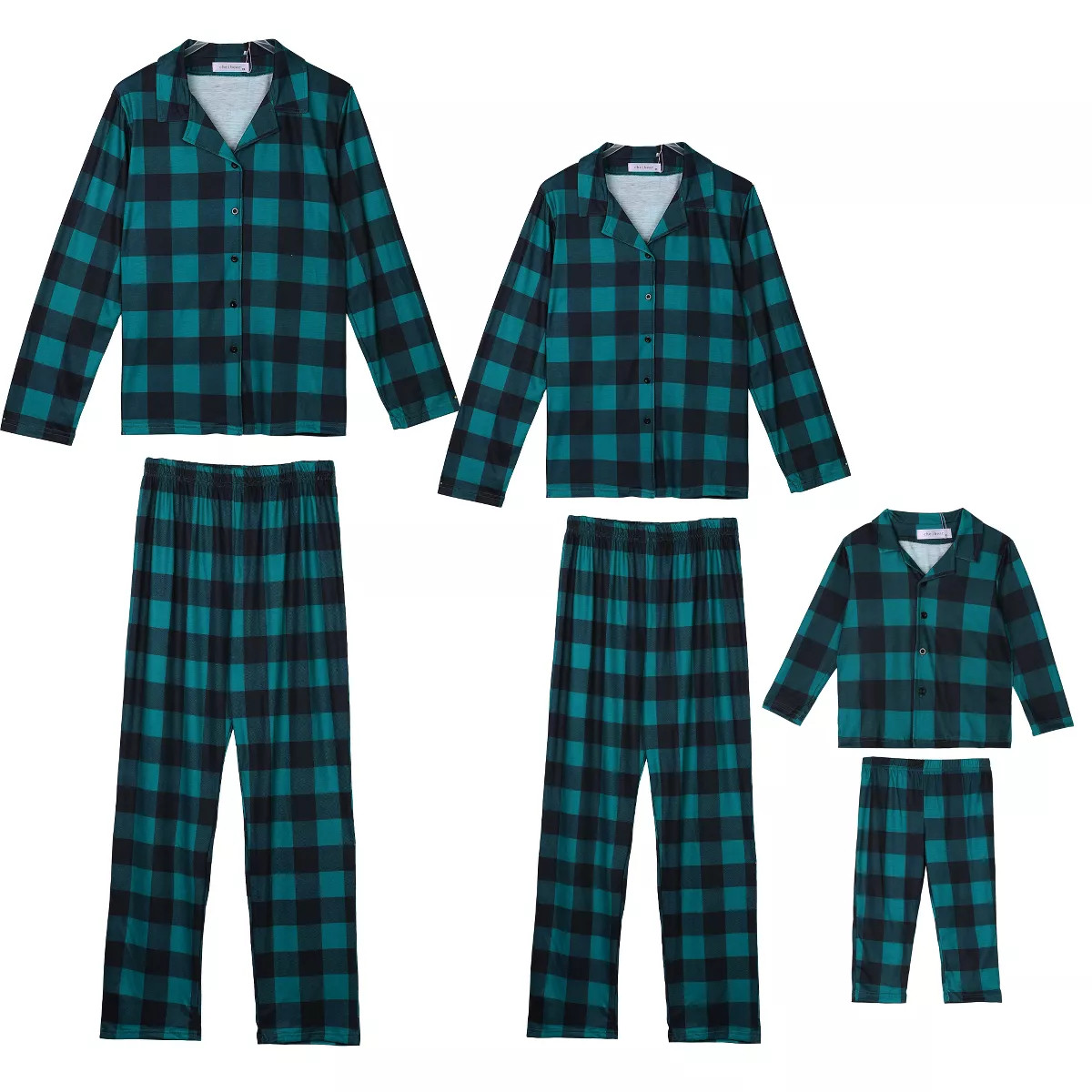 cheibear Christmas Plaid Long Sleeve Tee with Pants Loungewear Family Pajama Sets | Target