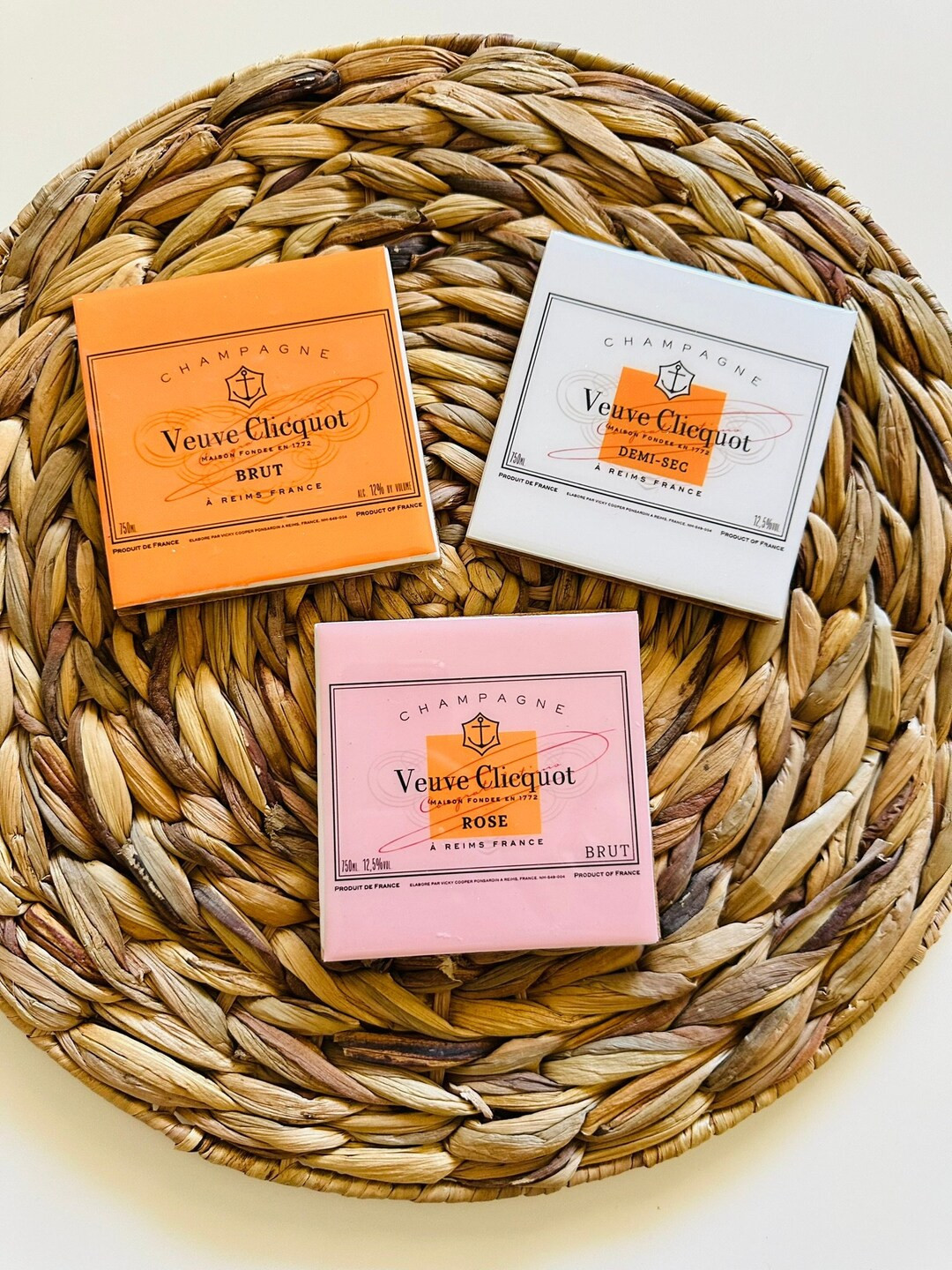 Veuve Cliquot Coaster Set, Rose, Brut and Demi Sec Champagne Set, Bar Coasters, Wine Coasters - E... | Etsy (US)