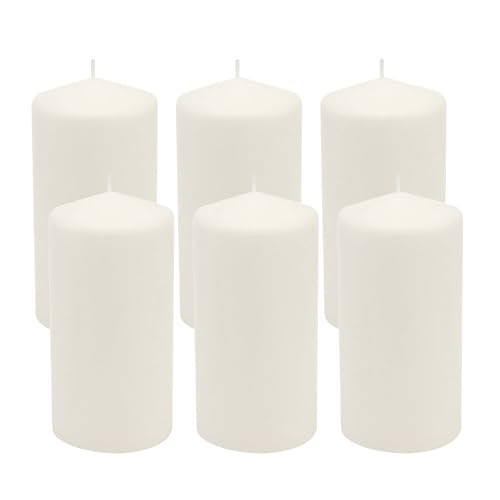 Stonebriar Unscented White Tall Pillar Candles, 65 Hour Burning Candle Pillars, Perfect for Decor, Weddings, Emergencies 3" X 6", 6 count | Amazon (US)