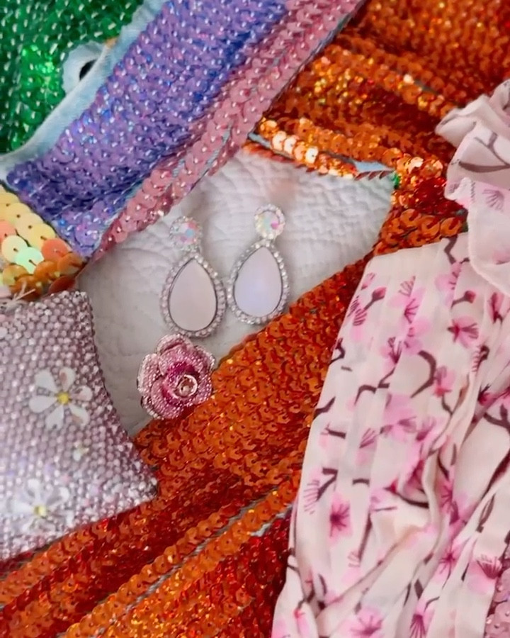 Pink floral ruffle maxi dress, Butler and Wilson ring, earring, bag and sequin jacket 🌈✨

#LTKpartywear #LTKautumn #LTKuk