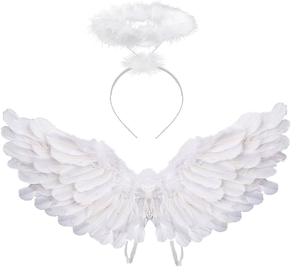 Antspirit Angel Costume Wings And Halo Angel Costume for Girls Kids Women Adult Halloween Christm... | Amazon (US)
