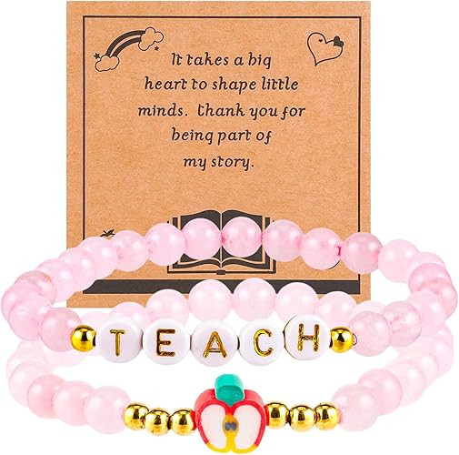 VICKHU Teacher Appreciation gifts,Natural Stone Bracelet Set for women, Thank You Gifts for teach... | Amazon (US)