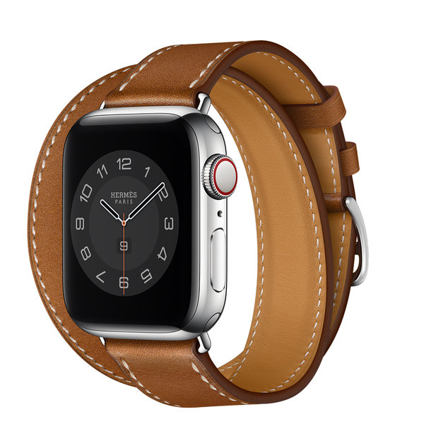 Apple Watch Hermès GPS + Cellular, 40mm Silver Stainless Steel Case with Fauve Barénia Double Tour | Apple (US)