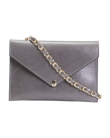 Made In Italy Leather Detachable Chain Pochette | TJ Maxx
