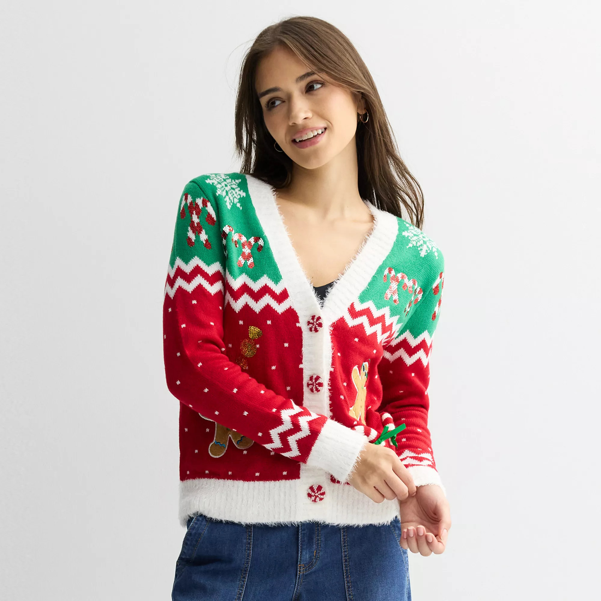 Women's Jollidays Long Sleeve Holiday Cardigan | Kohl's