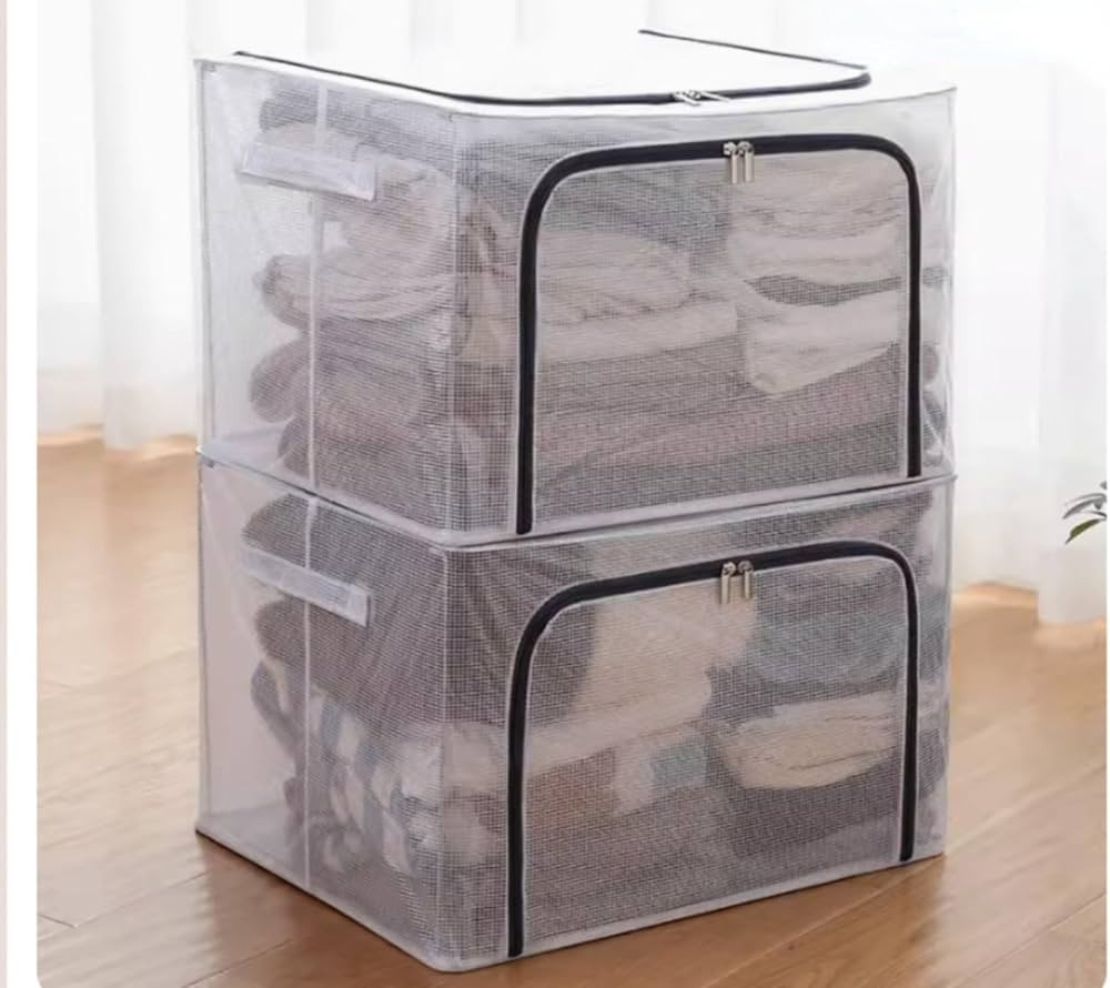 Storage Bins For Clothes 2 Pack Mesh Breathable 80L/100L Non-Woven Zipper Storage Bag Moving Quil... | Amazon (US)