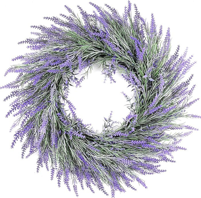 Winter Spring Summer Lavender Door Wreath 20Inch Front Door Wreath All Seasons Wreaths Purple Art... | Amazon (US)