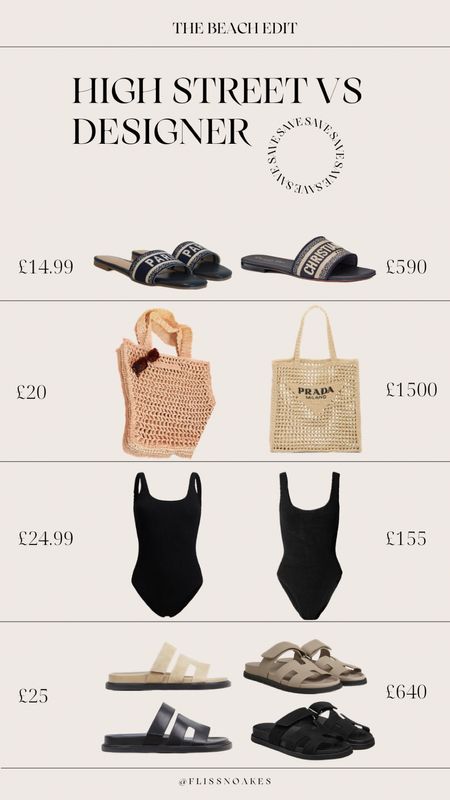 This weeks get the look for less for the beach 🏝️ some amazing high street finds! Love the dior inspired sandals 🫶🏼 

#getthelookforless #designervshighstreet 

#LTKSeasonal #LTKshoecrush #LTKstyletip