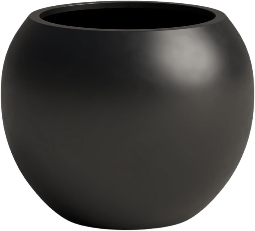 DTY Signature Mount Sherman 1-Piece Fiberstone Planter for Indoor/Outdoor, Black, 10" H x 13" Dia... | Amazon (US)