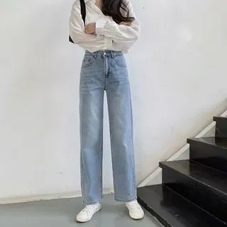 Washed Wide-Leg Jeans | YesStyle Global